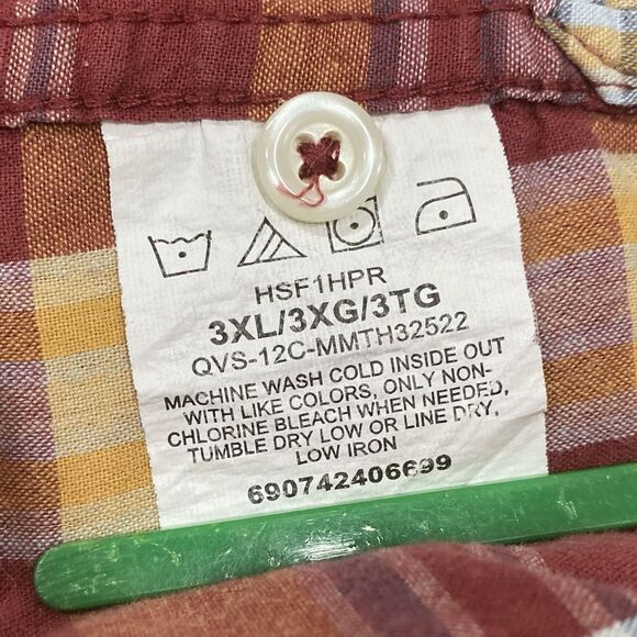 Wrangler Authentic Shirt Mens 3X-LG Red Orange Button Short Sleeve Plaid Western - Picture 9 of 11